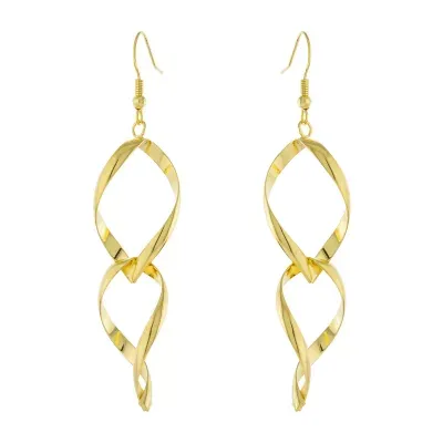 Silver Reflections 14K Gold Over Brass Drop Earrings