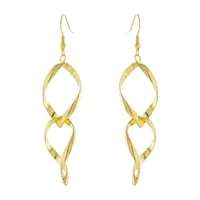 Silver Reflections 14K Gold Over Brass Drop Earrings