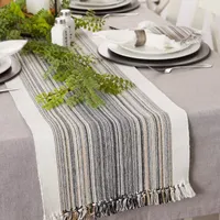 Design Imports Striped Fringe Ribbed Table Runners