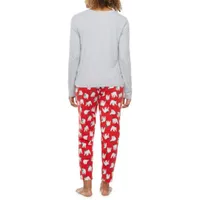 Sleep Chic Womens Crew Neck Long Sleeve 2-pc. Pant Pajama Set