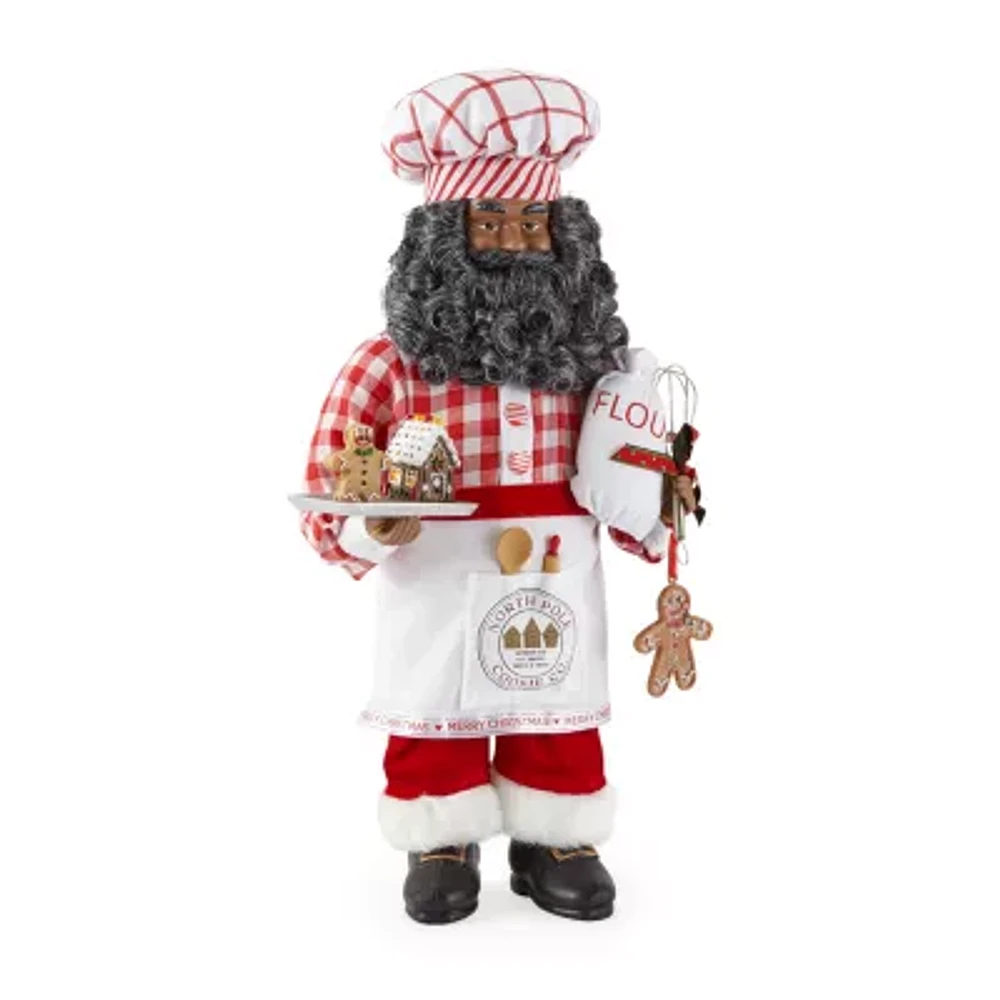 North Pole Trading Co. 18in Baker African American Santa Figurine