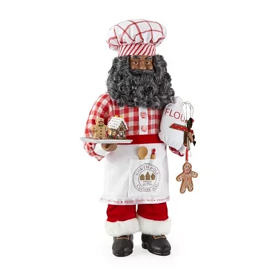 North Pole Trading Co. 18in Baker African American Santa Figurine