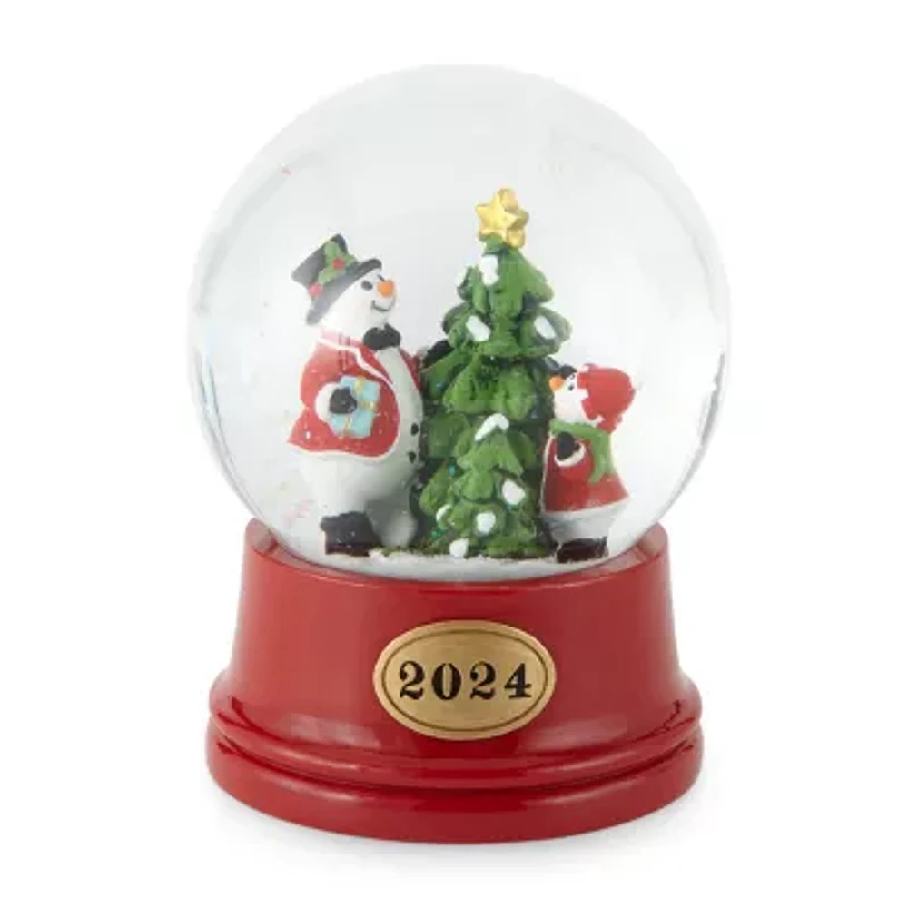 North Pole Trading Co. Snowmen With Christmas Tree Snow Globe