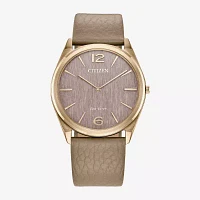 Citizen Womens Beige Leather Strap Watch Ar3123-00x