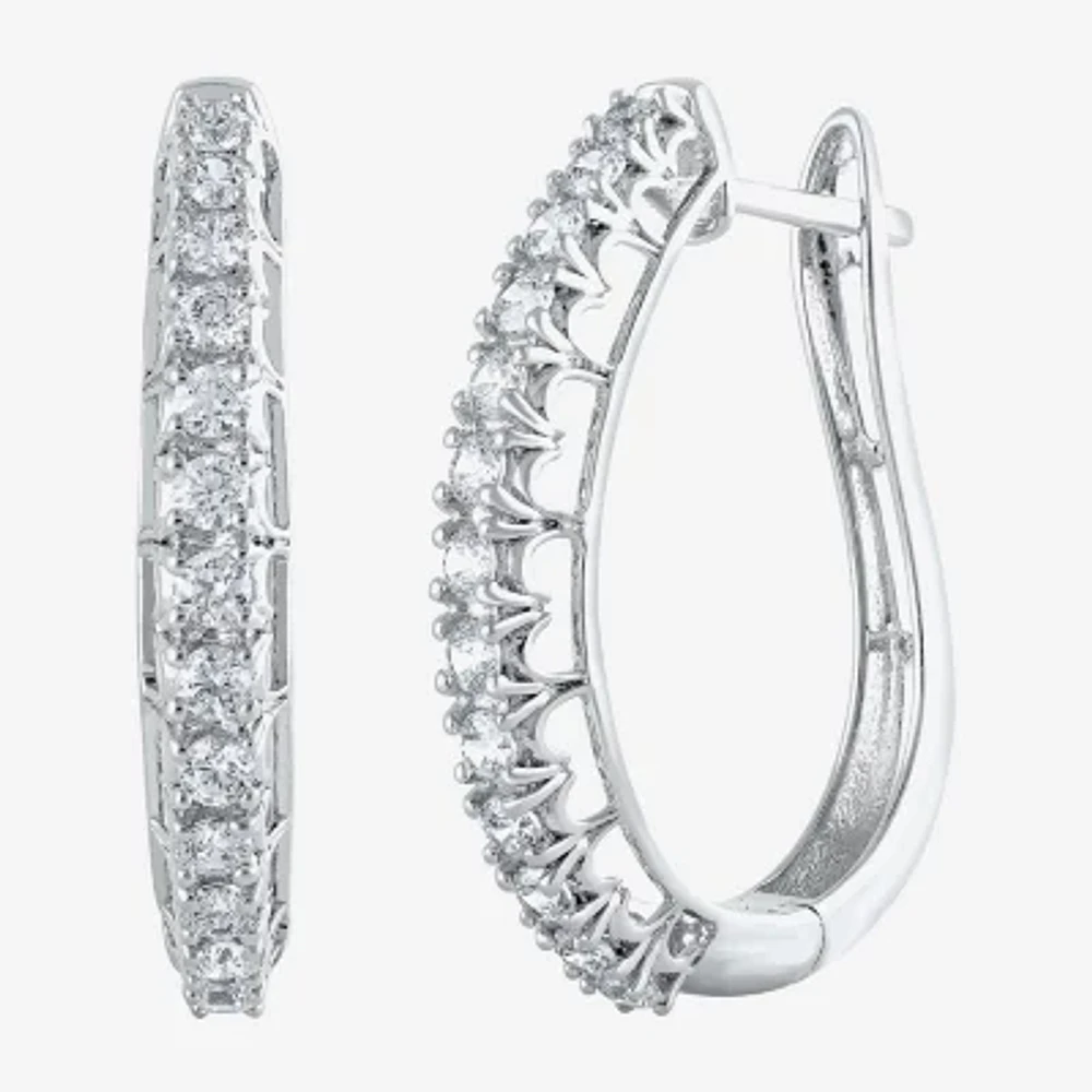 1 CT. T.W. Natural White Diamond 14K Gold 24.9mm Hoop Earrings