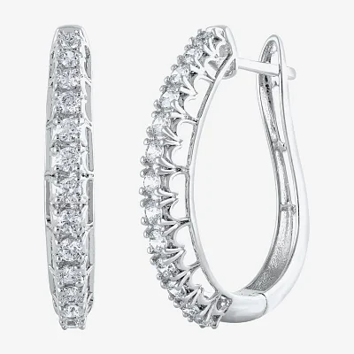 1 CT. T.W. Natural White Diamond 14K Gold 24.9mm Hoop Earrings