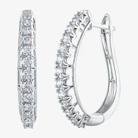 1 CT. T.W. Natural White Diamond 14K Gold 24.9mm Hoop Earrings