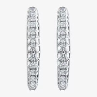 1 CT. T.W. Natural White Diamond 14K White or Yellow Gold 24.9mm Hoop Earrings