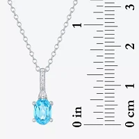 Yes, Please! Womens Genuine Blue Topaz Sterling Silver Oval Pendant Necklace