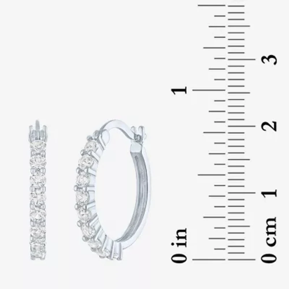 YES PLEASE! Lab Created White Sapphire 20mm Hoop Earrings in Sterling Silver