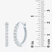 YES PLEASE! Lab Created White Sapphire 20mm Hoop Earrings in Sterling Silver