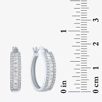 Yes, Please! Womens Lab Created White Sapphire Sterling Silver 19mm Hoop Earrings