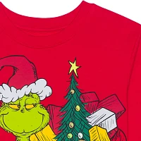 Little & Big Girls Crew Neck Long Sleeve Fleece Grinch Sweatshirt