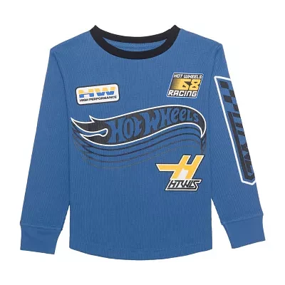 Little Boys Crew Neck Long Sleeve Hot Wheels Thermal Top