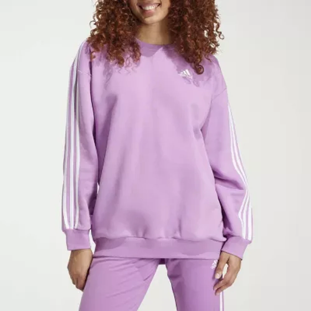 adidas Oversized Essentials 3 Stripes Crew Sweatshirt