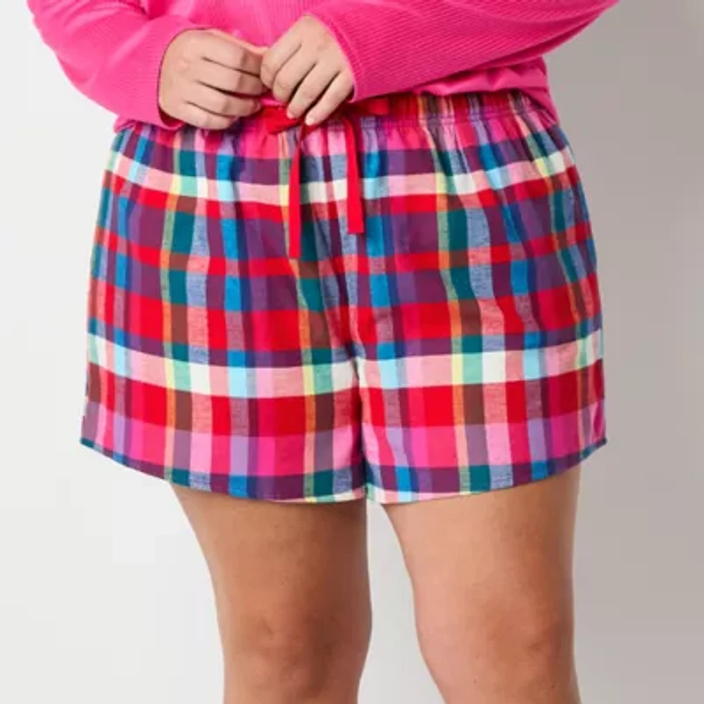 Sleep Chic Womens Plus Flannel Pajama Shorts