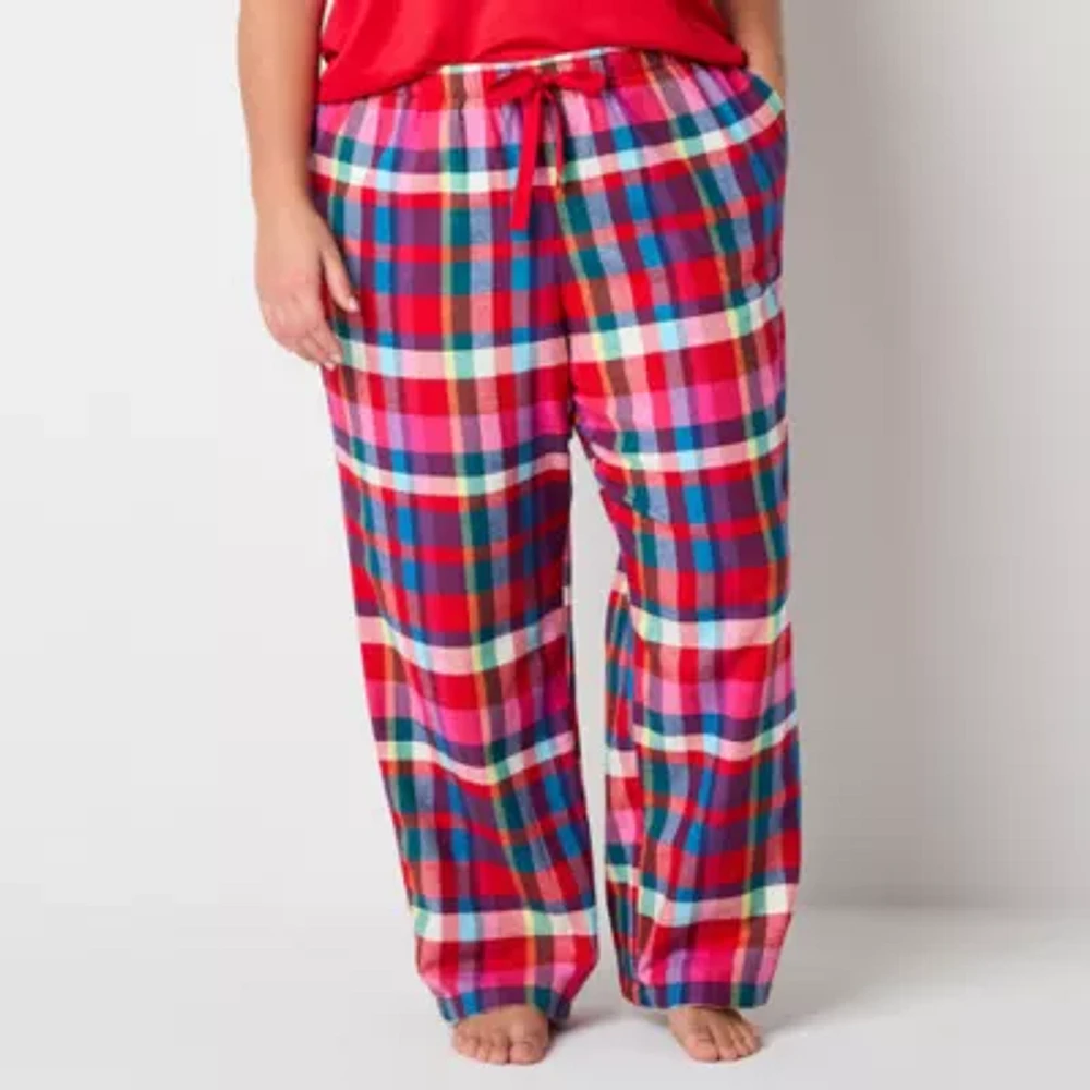 Sleep Chic Womens Plus Flannel Pajama Pants