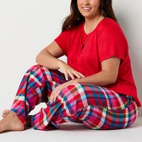 Sleep Chic Womens Plus Flannel Pajama Pants