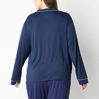 Liz Claiborne Cool and Calm Womens Plus Long Sleeve Pajama Top