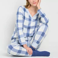 Jaclyn Womens V-Neck Long Sleeve 3-pc. Pant Pajama Set