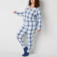 Jaclyn Womens Plus V-Neck Long Sleeve 3-pc. Pant Pajama Set