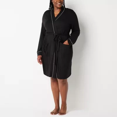 Liz Claiborne Cool and Calm Womens Plus Long Sleeve Knee Length Robe