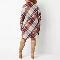 R & K Originals Womens Long Sleeve Plaid Shift Dress Plus