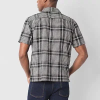 mutual weave Mens Short Sleeve Camp Shirt