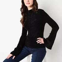 Ryegrass Womens Mock Neck Long Sleeve Pullover Sweater