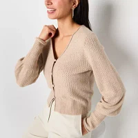 Worthington Womens V Neck Long Sleeve Button Cardigan