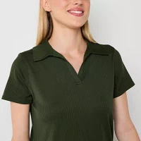 Xersion Womens Rib Short Sleeve Polo Shirt