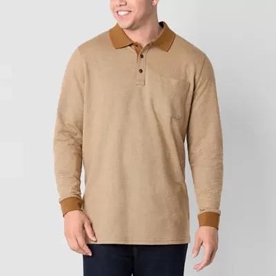 mutual weave Big and Tall Mens Classic Fit Long Sleeve Pocket Polo Shirt