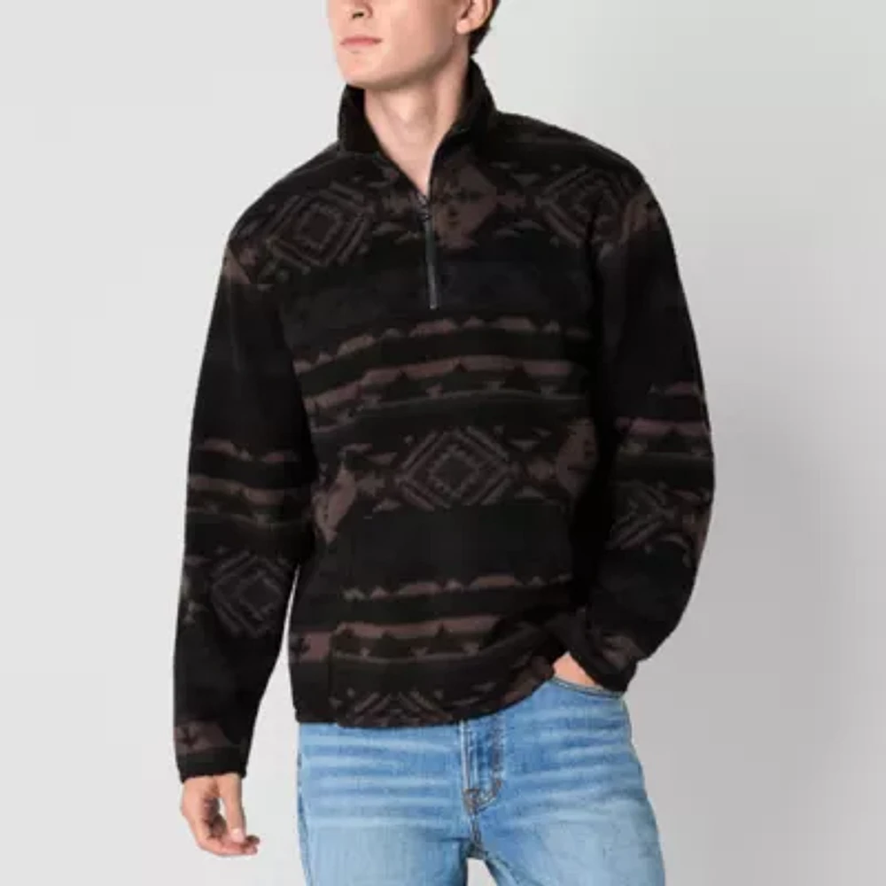 Arizona Mens Long Sleeve Quarter-Zip Sherpa Pullover