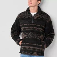 Arizona Mens Long Sleeve Quarter-Zip Sherpa Pullover