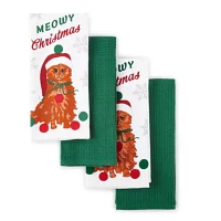 North Pole Trading Co. Meowy Christmas 4-pc. Kitchen Towel