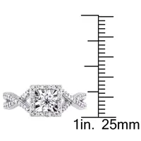 Womens 1/2 CT. T.W. Mined White Diamond Sterling Silver Side Stone Crossover Engagement Ring