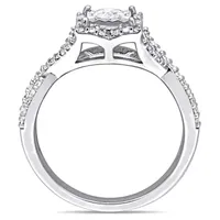 Womens 1/2 CT. T.W. Mined White Diamond Sterling Silver Side Stone Crossover Engagement Ring