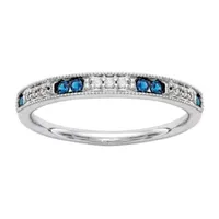 2MM Diamond Accent Natural Blue 14K White Gold Wedding Band