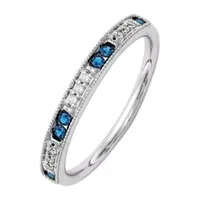 2MM Diamond Accent Natural Blue 14K White Gold Wedding Band