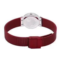 Bering Womens Crystal Accent Red Stainless Steel Bracelet Watch 10126-303