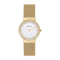 Bering Womens Crystal Accent Gold Tone Stainless Steel Bracelet Watch 10126-334