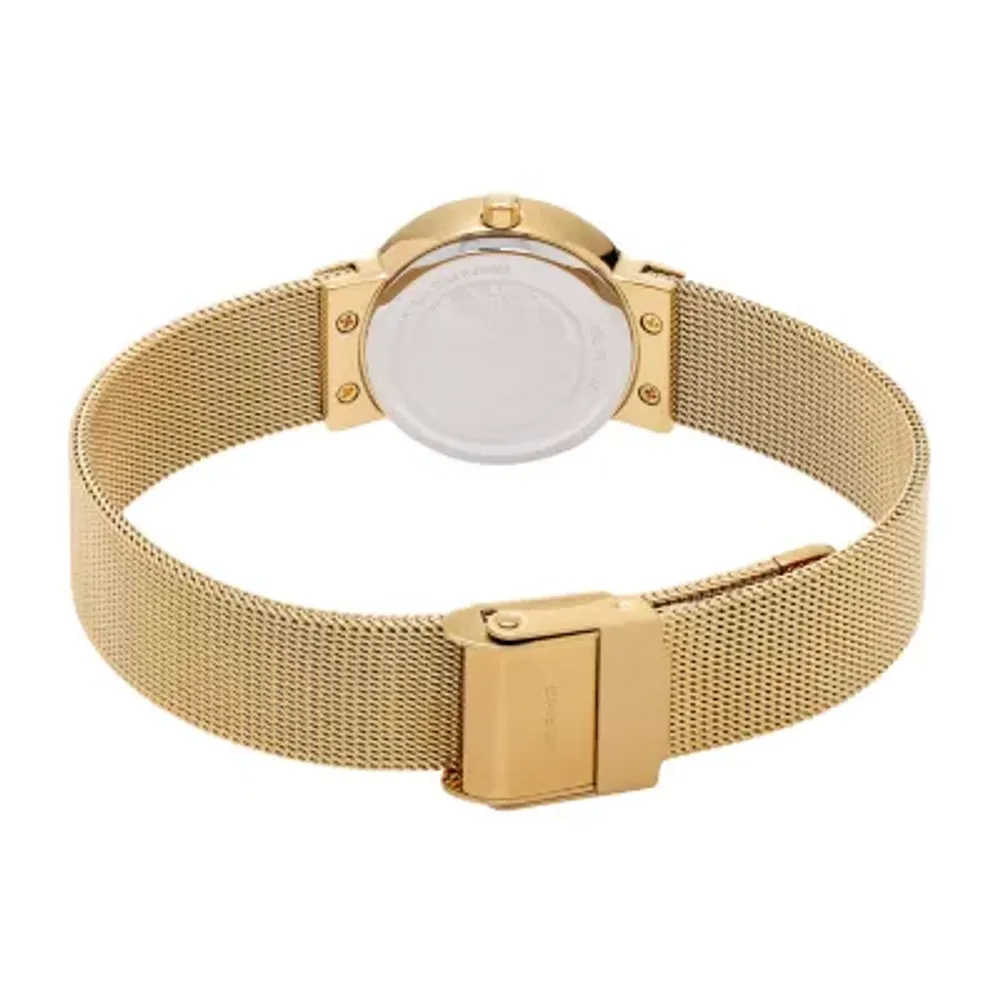 Bering Womens Crystal Accent Gold Tone Stainless Steel Bracelet Watch 10126-334