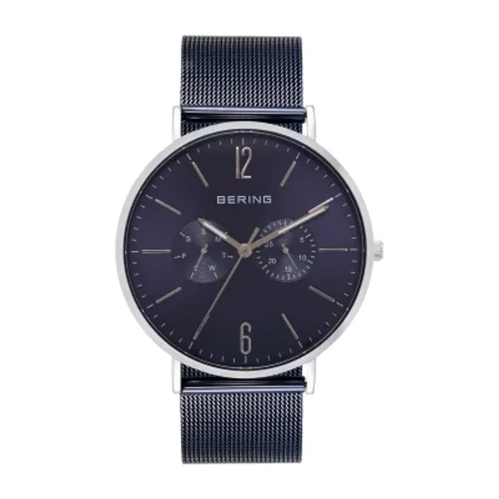 Bering Mens Multi-Function Blue Stainless Steel Bracelet Watch 14240-303