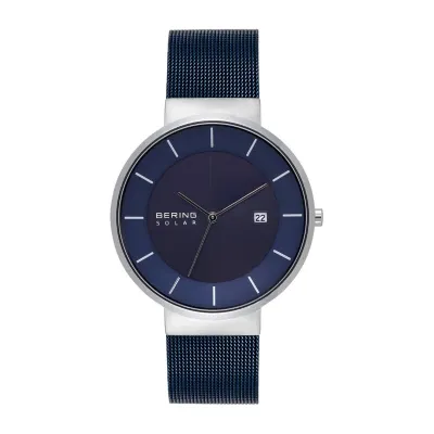 Bering Mens Blue Stainless Steel Bracelet Watch 14639-307