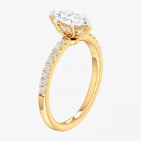 (G-H /  Si1-Si2) Womens 1 CT. T.W. Lab Grown White Diamond 10K Gold Marquise Side Stone Engagement Ring