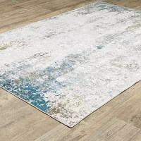 Covington Home Mirabelle Glacier Abstract Washable Indoor Rectangular Area Rug