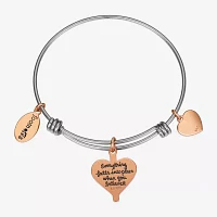 Footnotes Faith Stainless Steel Solid Cross Heart Bangle Bracelet