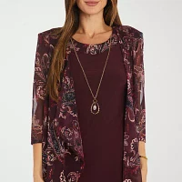 R & M Richards Womens Jacket Dress With Removable Necklace