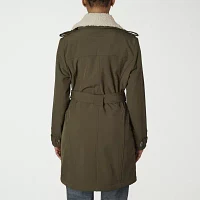 Nicole Miller Womens Lined Belted Midweight Trench Coat