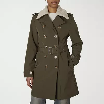 Nicole Miller Womens Lined Belted Midweight Trench Coat